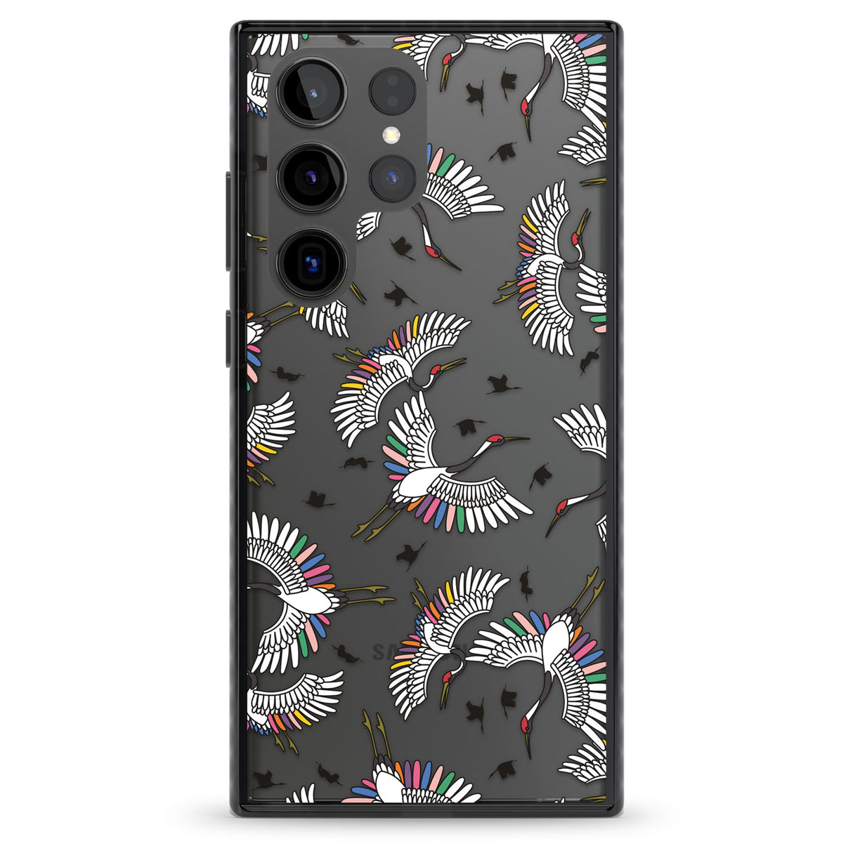 Colourful Crane Pattern Impact Phone Case for Samsung Galaxy S24 Ultra , Samsung Galaxy S23 Ultra, Samsung Galaxy S22 Ultra
