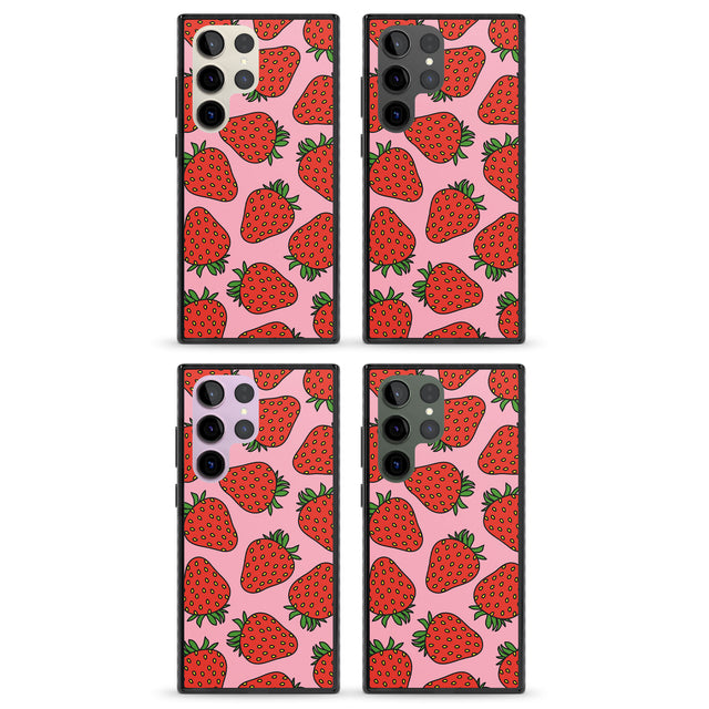 Strawberry Pattern (Pink) Impact Phone Case for Samsung Galaxy S24 Ultra , Samsung Galaxy S23 Ultra, Samsung Galaxy S22 Ultra