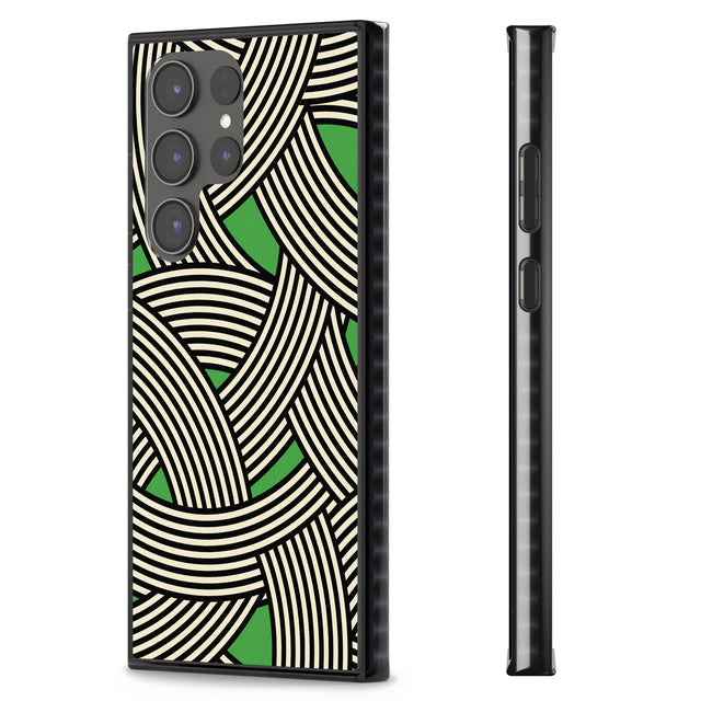 Green Optic Waves Impact Phone Case for Samsung Galaxy S24 Ultra , Samsung Galaxy S23 Ultra, Samsung Galaxy S22 Ultra