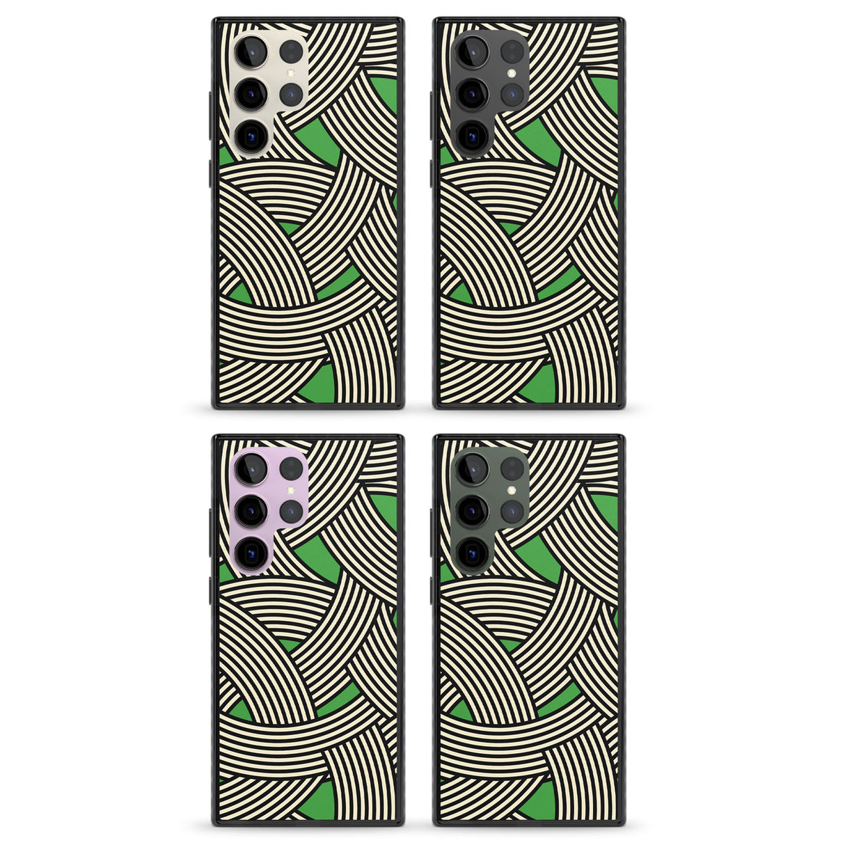 Green Optic Waves Impact Phone Case for Samsung Galaxy S24 Ultra , Samsung Galaxy S23 Ultra, Samsung Galaxy S22 Ultra