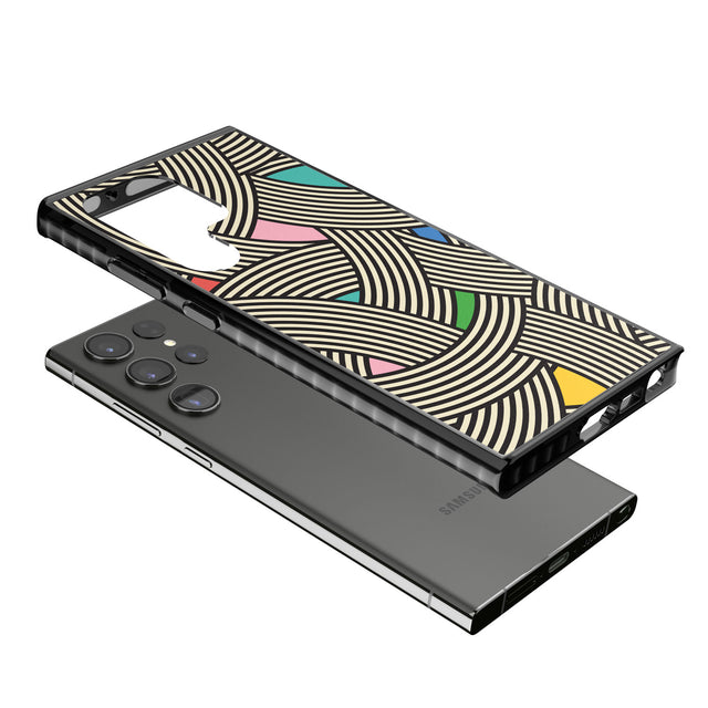 Multicolour Optic Waves Impact Phone Case for Samsung Galaxy S24 Ultra , Samsung Galaxy S23 Ultra, Samsung Galaxy S22 Ultra