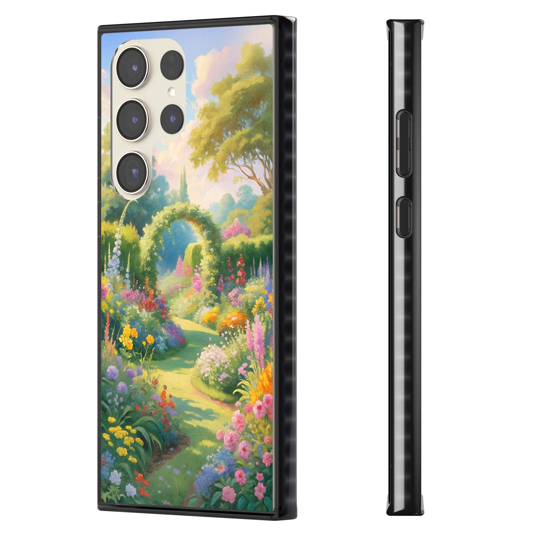 The Painter's Garden floral iPhone case | Black Impact case for Samsung Galaxy S24 Ultra, Samsung Galaxy S23 Ultra, Samsung Galaxy S22 Ultra