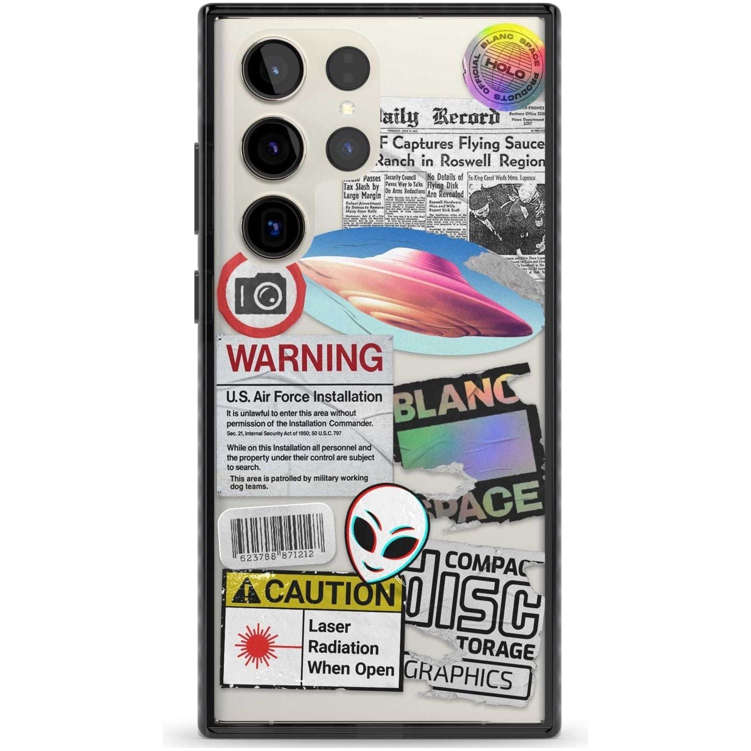 Cosmic Encounters Phone Case Samsung S22 Ultra / Black Impact Case,Samsung S23 Ultra / Black Impact Case Blanc Space