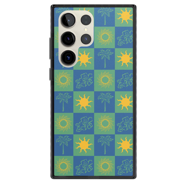 Green & Blue Tropical Checked