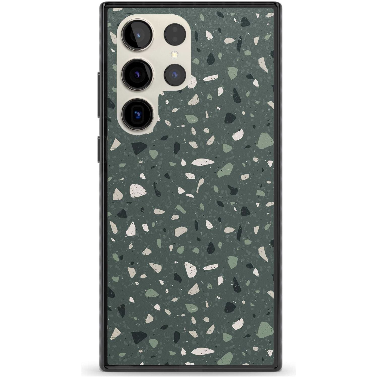 Green & Cream Terrazzo Pattern Phone Case Samsung S22 Ultra / Black Impact Case,Samsung S23 Ultra / Black Impact Case Blanc Space