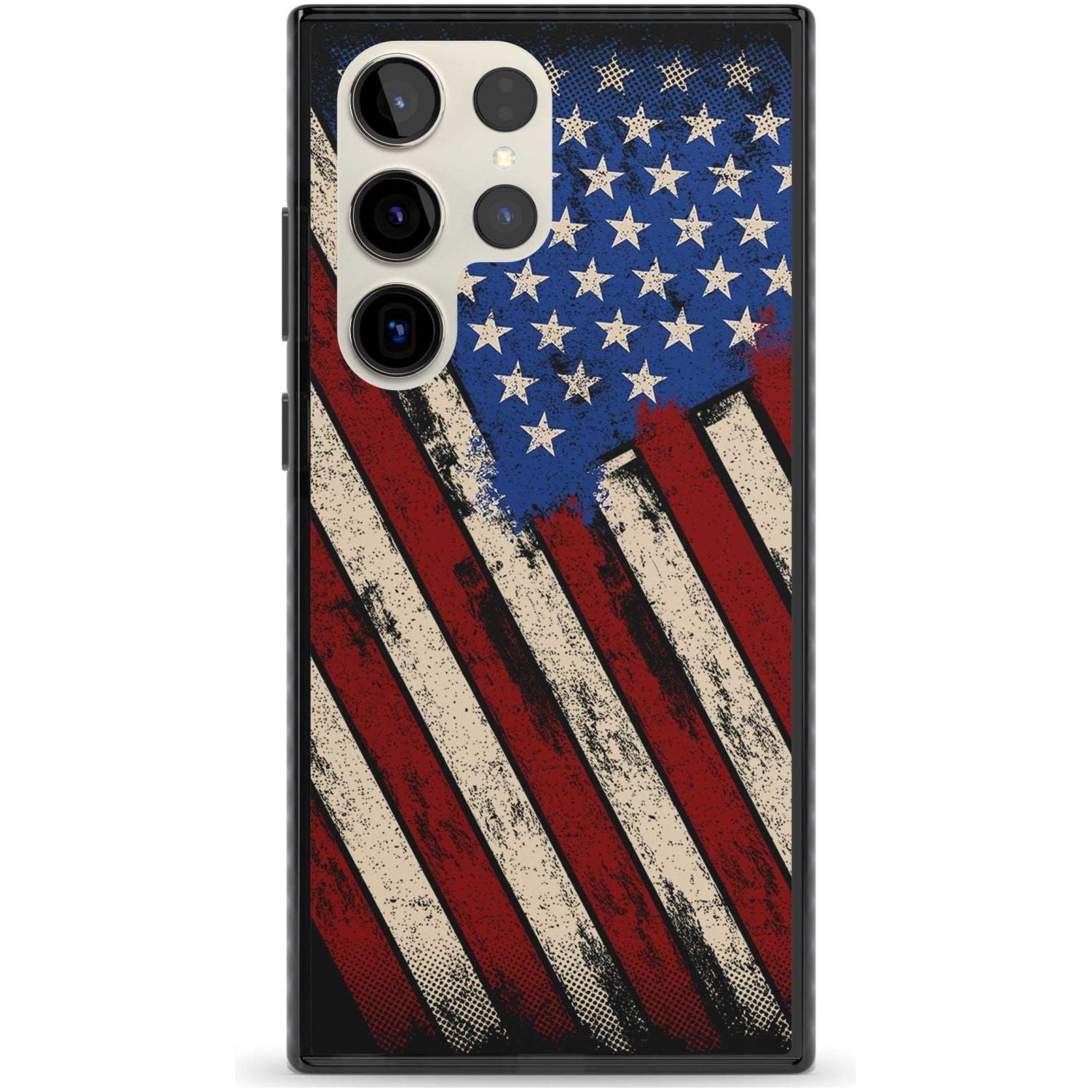 Distressed US Flag Phone Case Samsung S22 Ultra / Black Impact Case,Samsung S23 Ultra / Black Impact Case Blanc Space