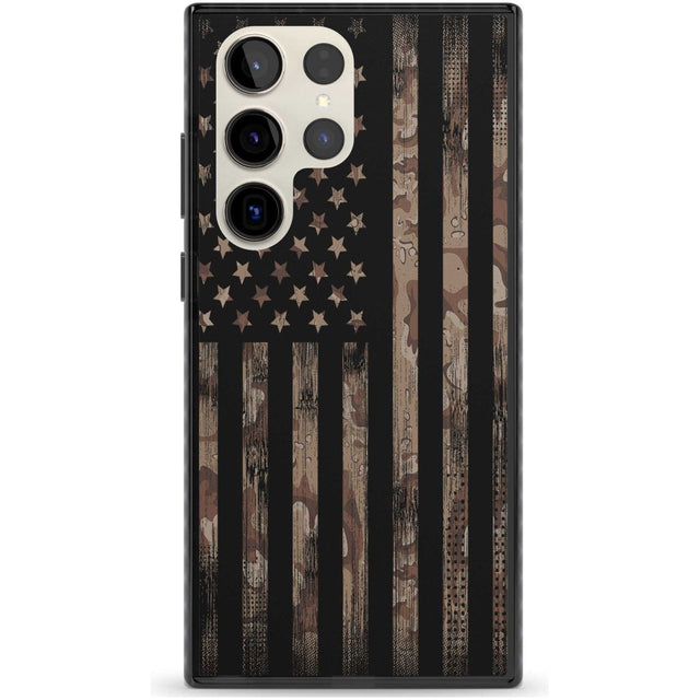 Desert Camo US Flag Phone Case Samsung S22 Ultra / Black Impact Case,Samsung S23 Ultra / Black Impact Case Blanc Space
