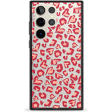 Heart Leopard Print Phone Case Samsung S22 Ultra / Black Impact Case,Samsung S23 Ultra / Black Impact Case Blanc Space