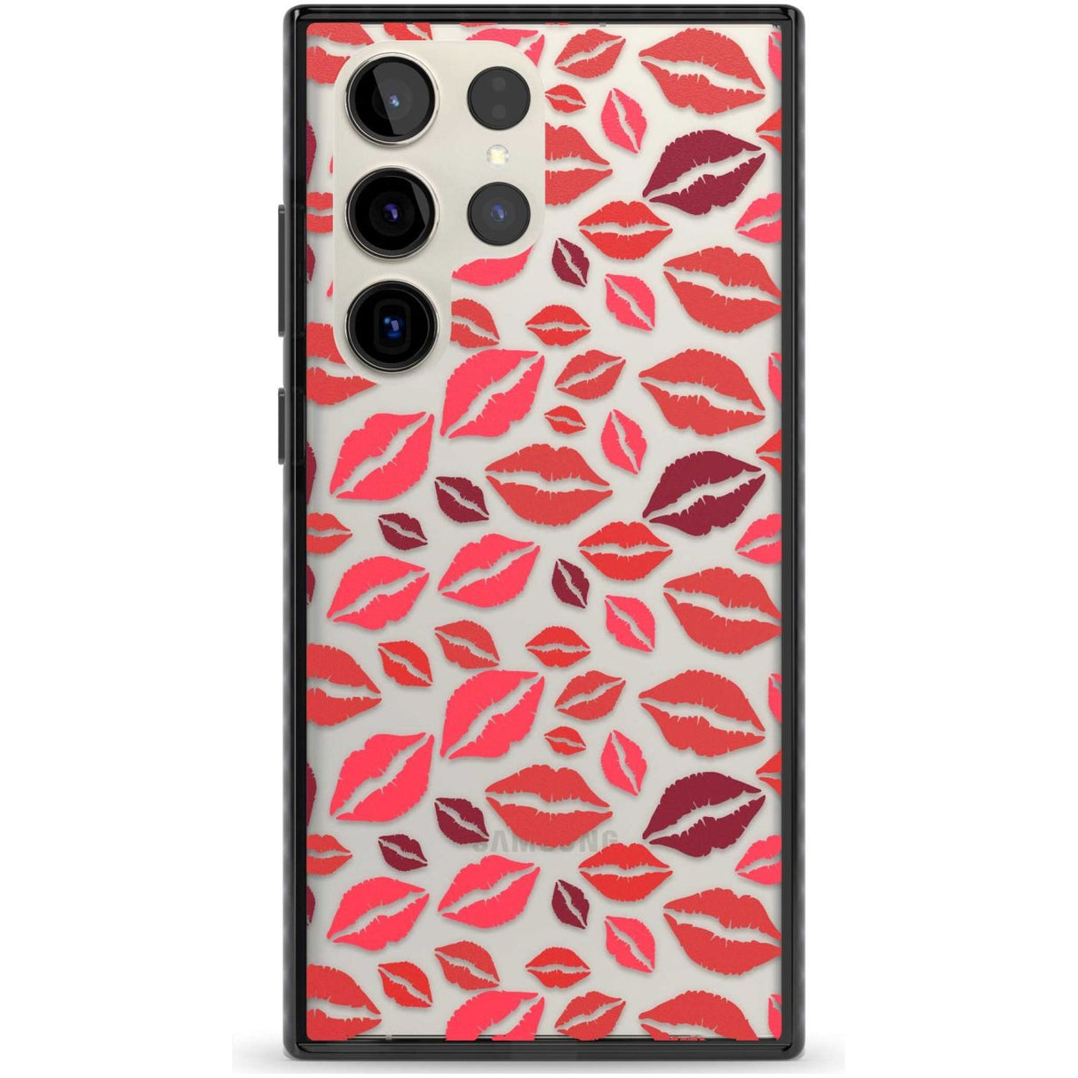 Lips Pattern Phone Case Samsung S22 Ultra / Black Impact Case,Samsung S23 Ultra / Black Impact Case Blanc Space