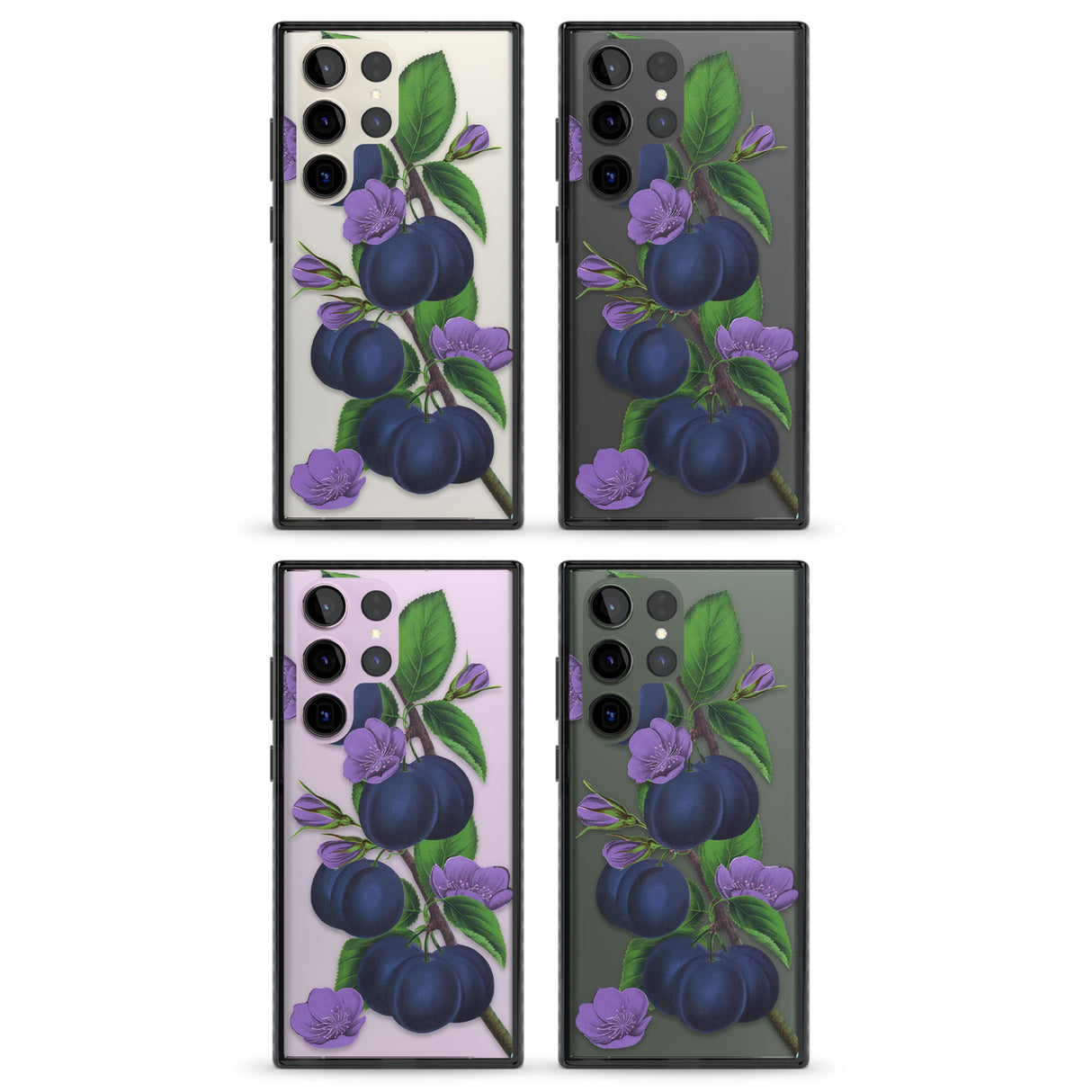 Vintage Painted Plums Impact Phone Case for Samsung Galaxy S24 Ultra , Samsung Galaxy S23 Ultra, Samsung Galaxy S22 Ultra