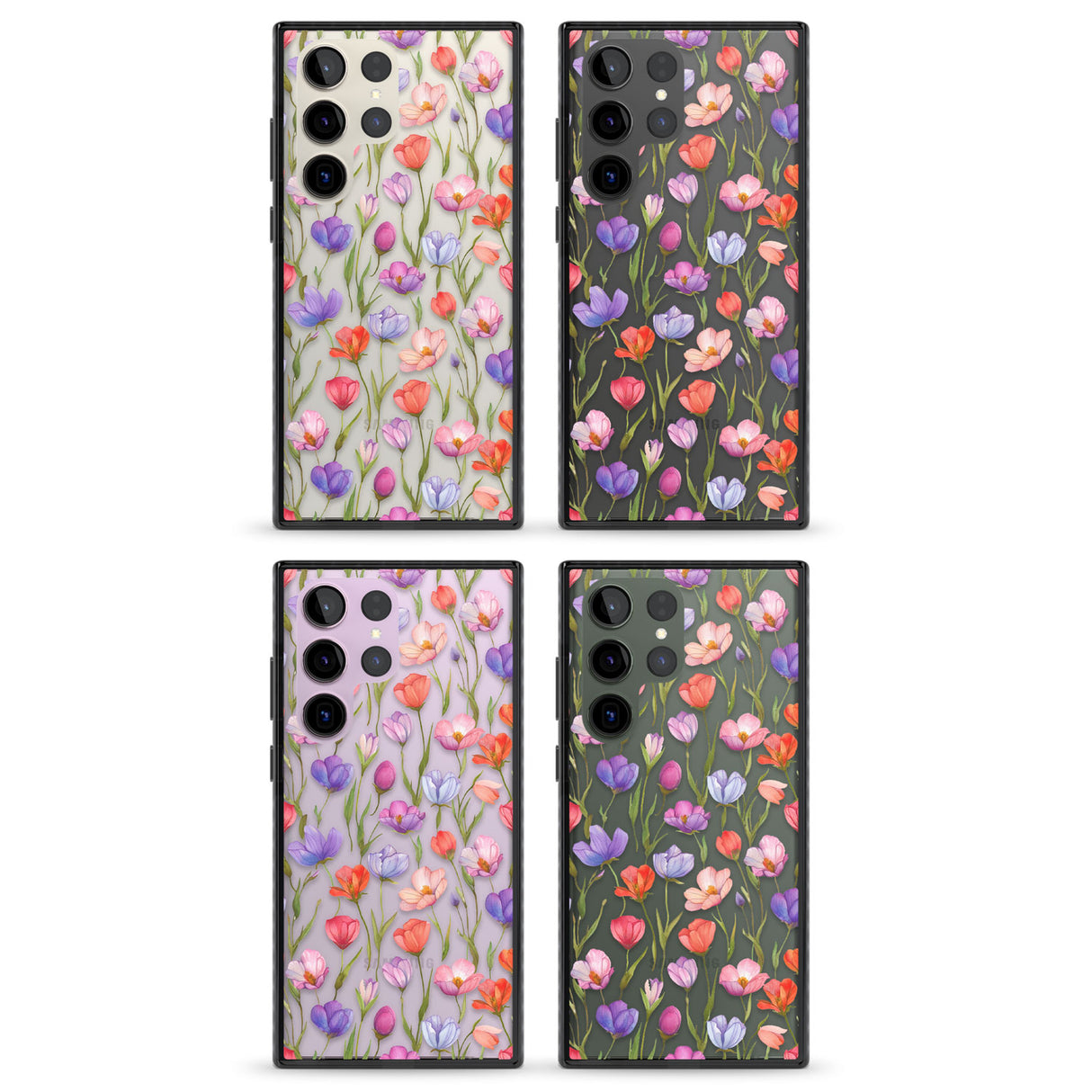 Red, Pink & Purple Flowers Impact Phone Case for Samsung Galaxy S24 Ultra , Samsung Galaxy S23 Ultra, Samsung Galaxy S22 Ultra