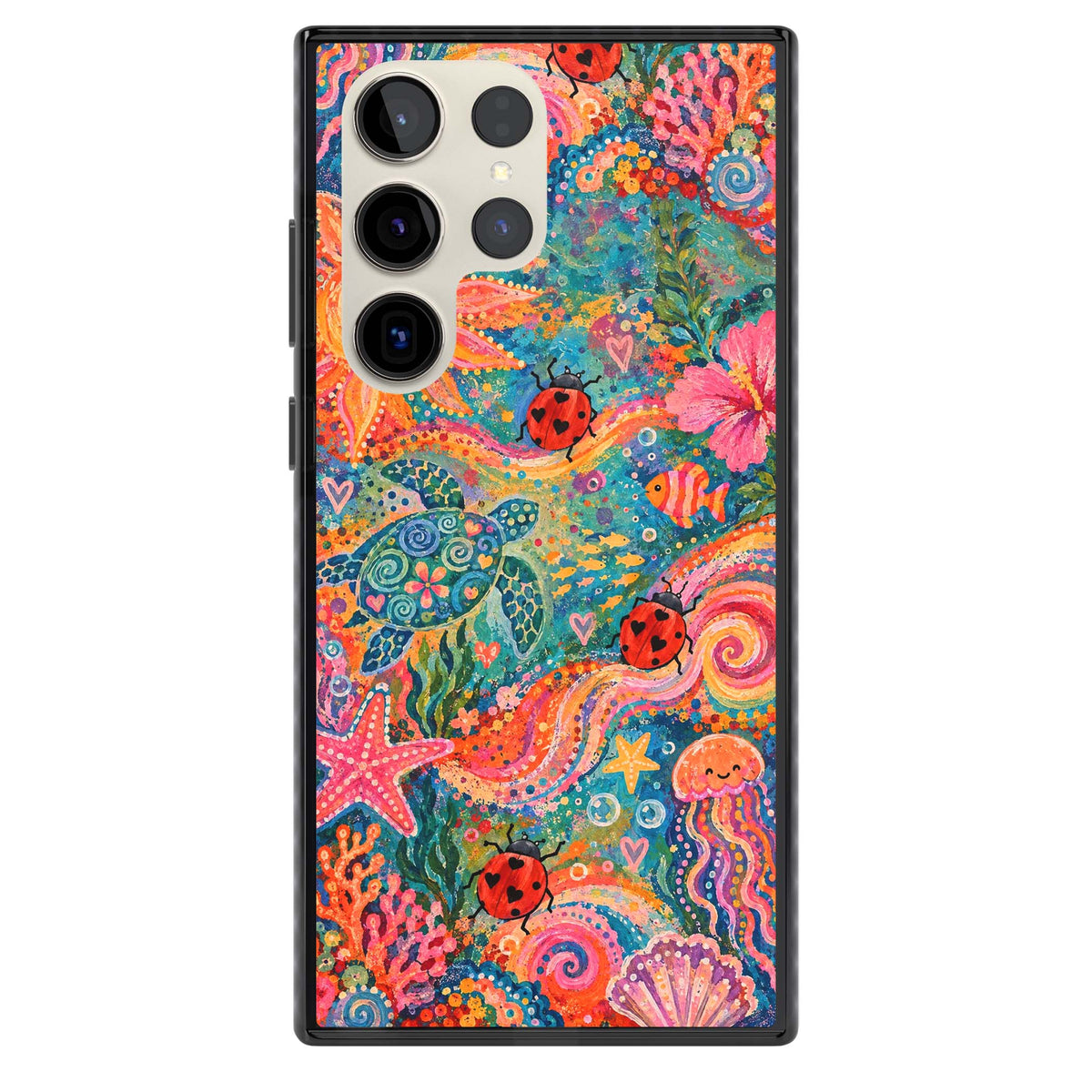 Coral Whimsy for her iPhone case | Black Impact case for Samsung Galaxy S24 Ultra, Samsung Galaxy S23 Ultra, Samsung Galaxy S22 Ultra