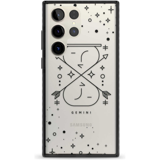 Gemini Emblem - Transparent Design Phone Case Samsung S22 Ultra / Black Impact Case,Samsung S23 Ultra / Black Impact Case Blanc Space
