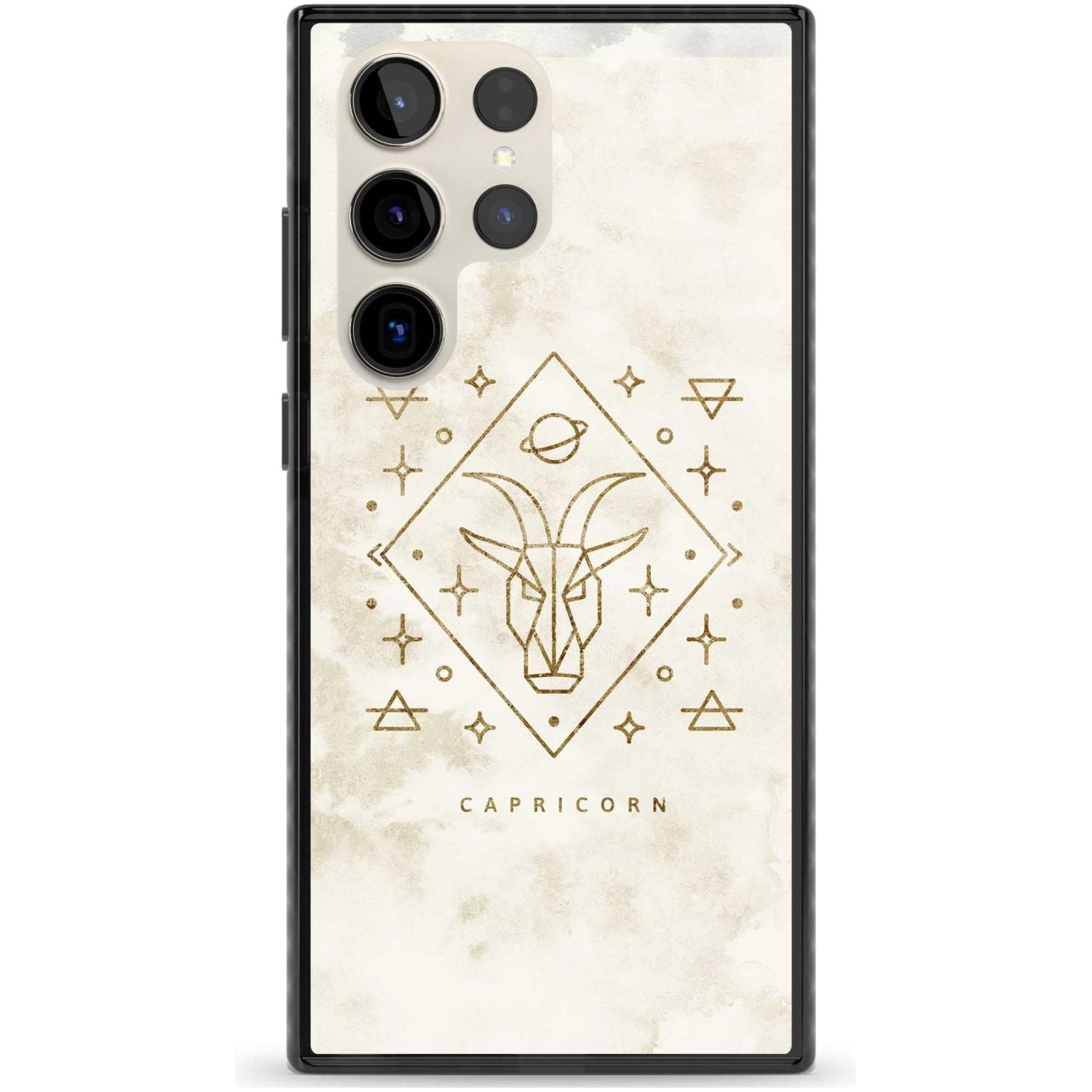 Capricorn Emblem - Solid Gold Marbled Design Phone Case Samsung S22 Ultra / Black Impact Case,Samsung S23 Ultra / Black Impact Case Blanc Space