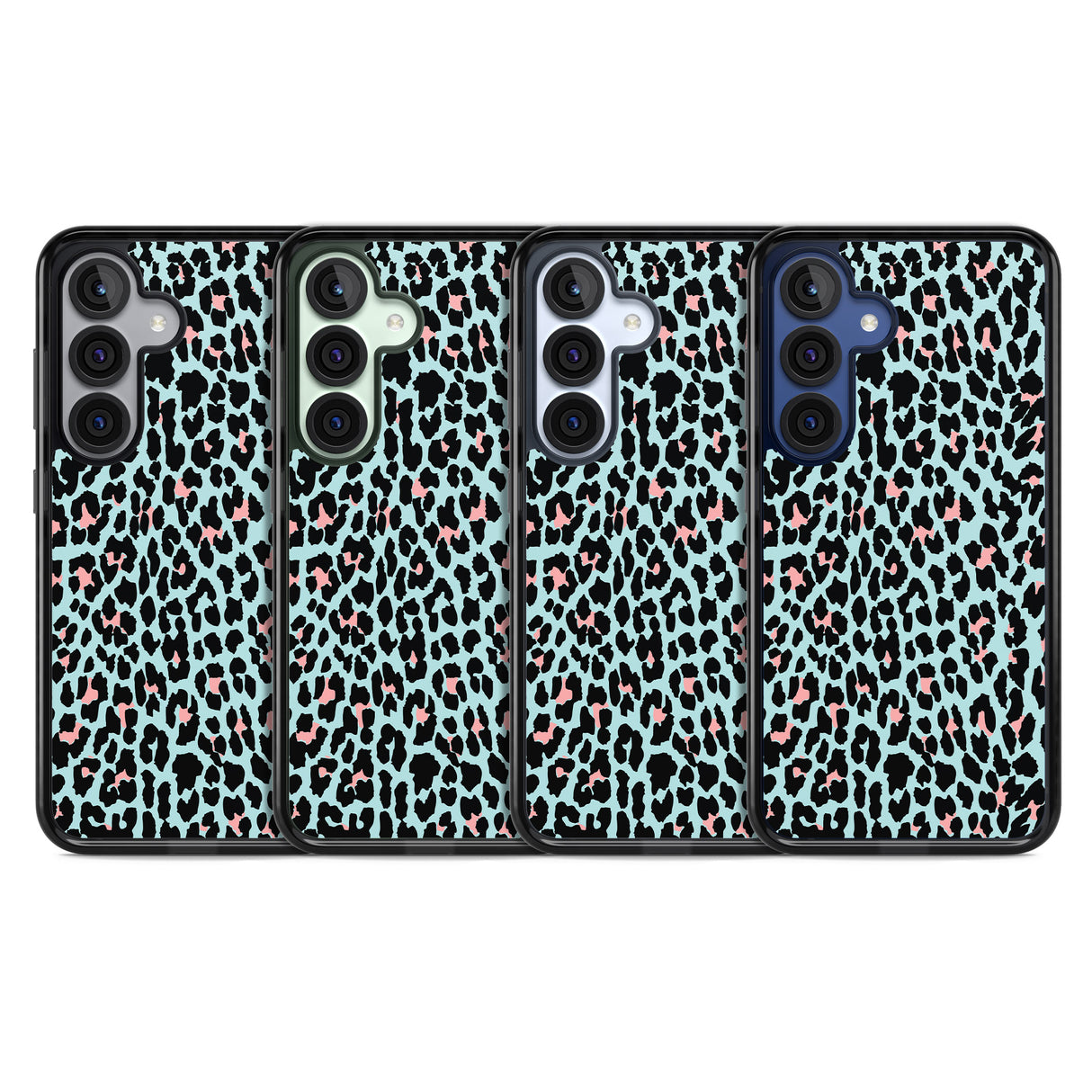 Light Pink on Blue Leopard Print Pattern