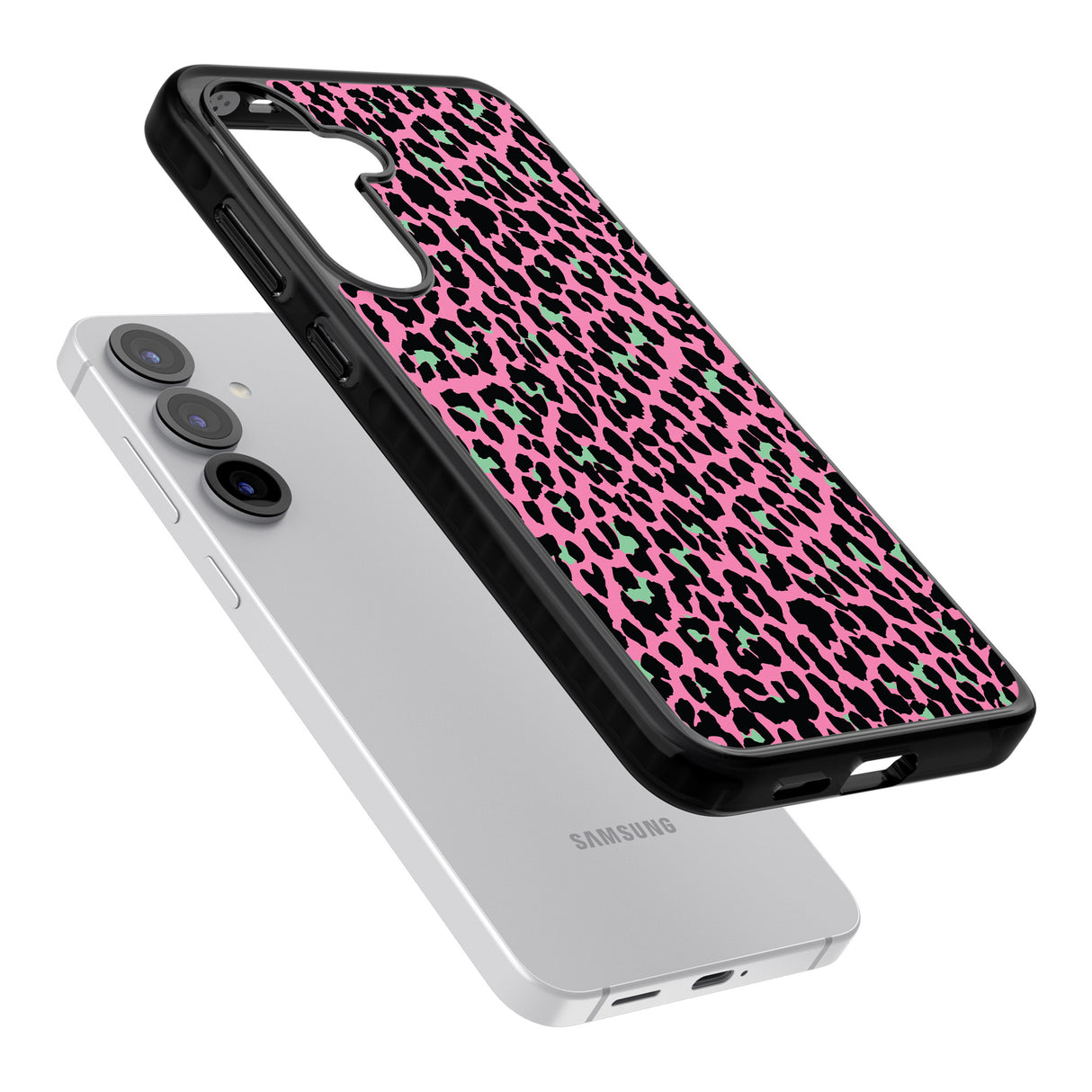 Green on Pink Leopard Print Pattern