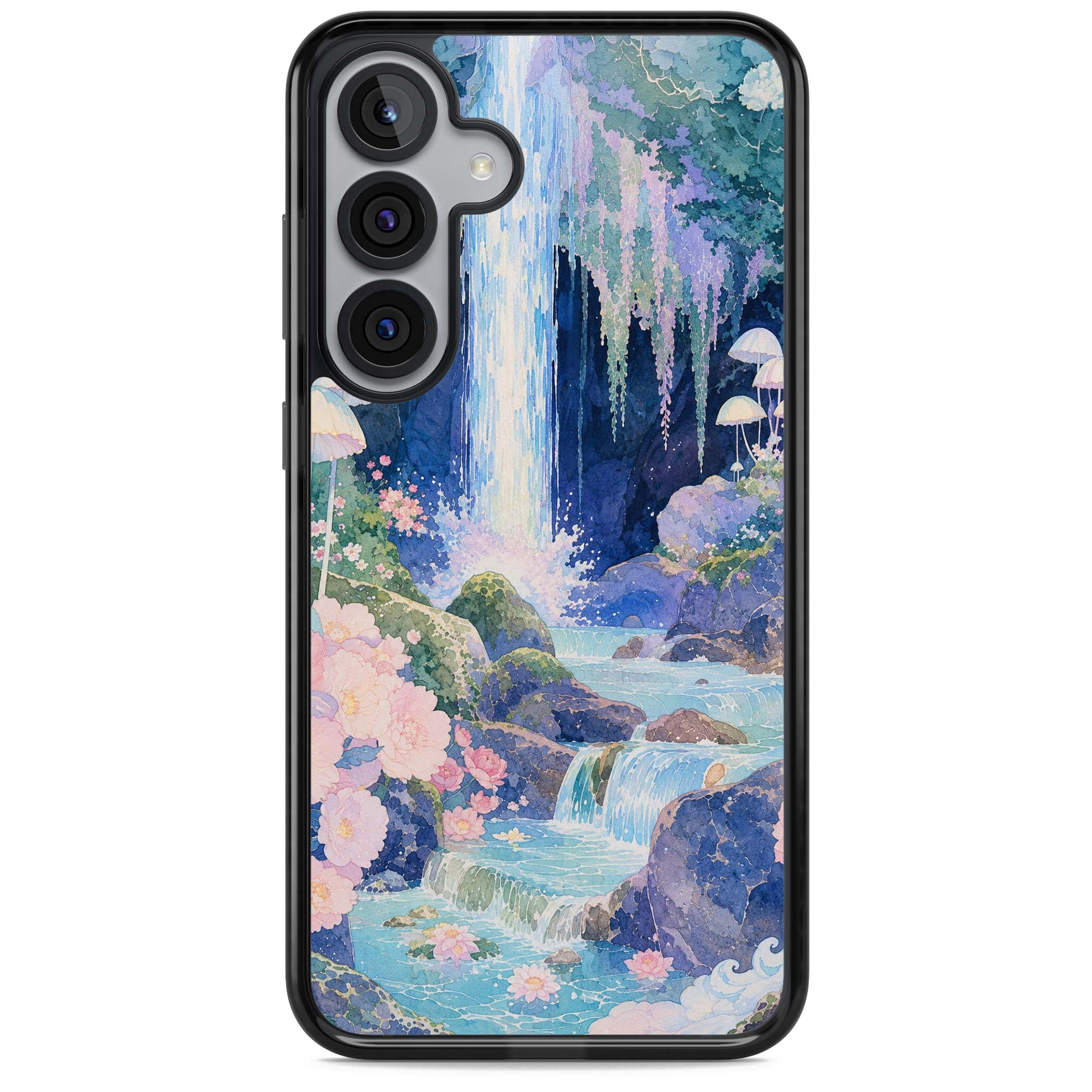 Mystic Waterfall art iPhone case | Black Impact case for Samsung Galaxy S25, Samsung Galaxy S25 Plus