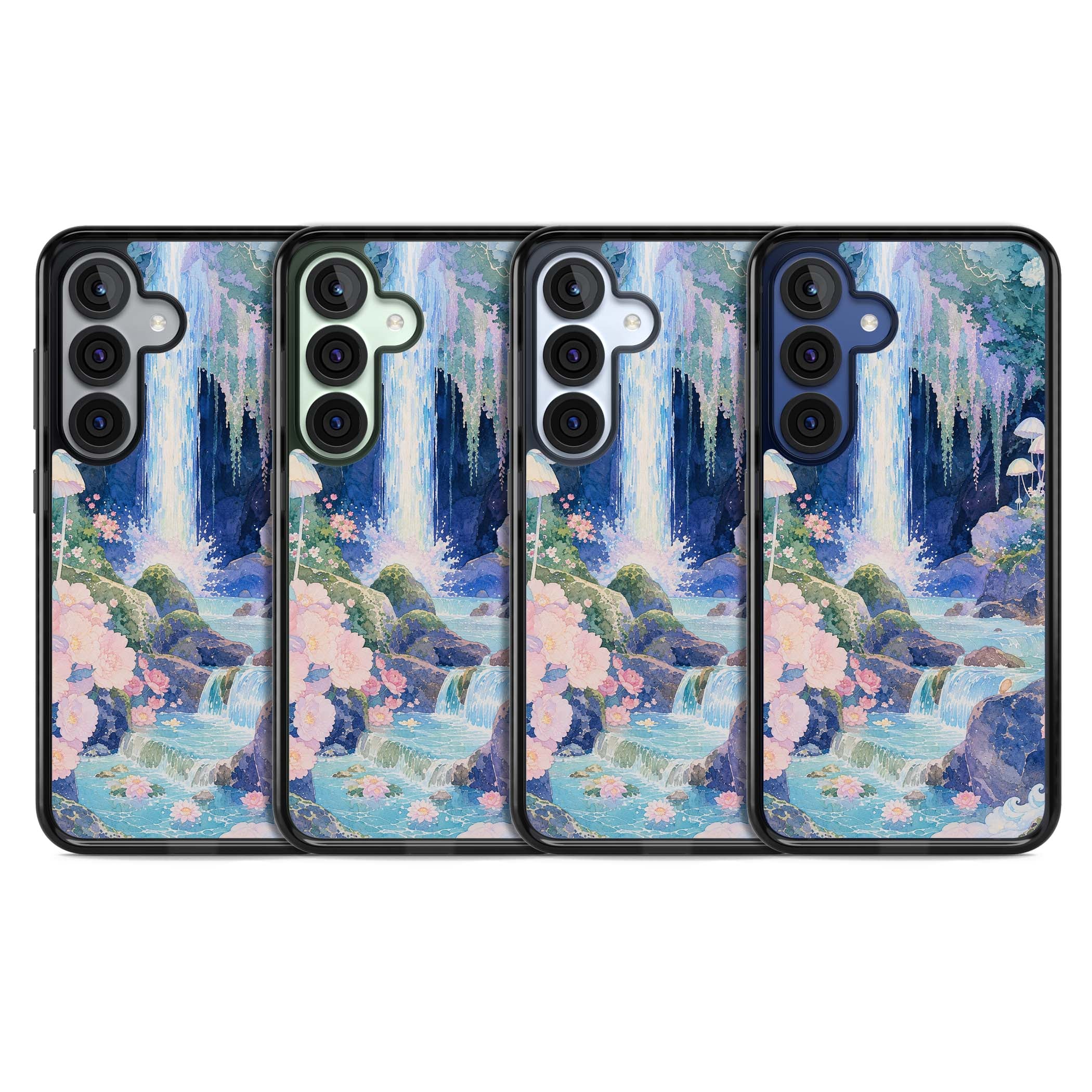 Mystic Waterfall art iPhone case | Black Impact case for Samsung Galaxy S25, Samsung Galaxy S25 Plus