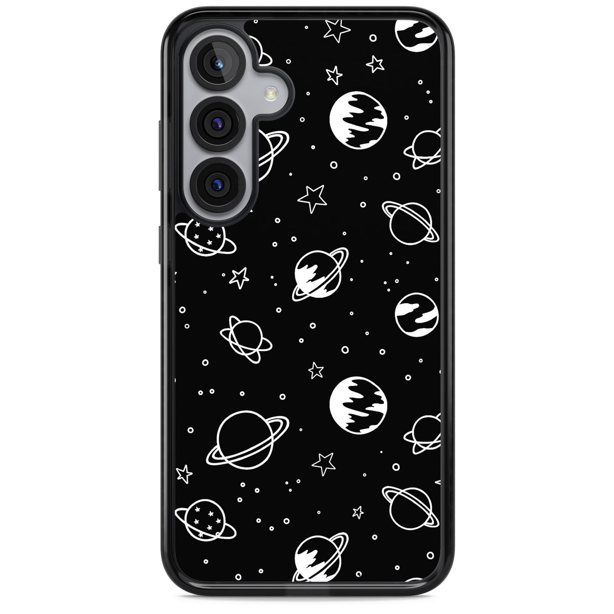 Cosmic Outer Space Design White on Black