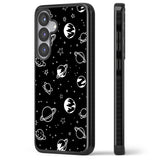 Cosmic Outer Space Design White on Black