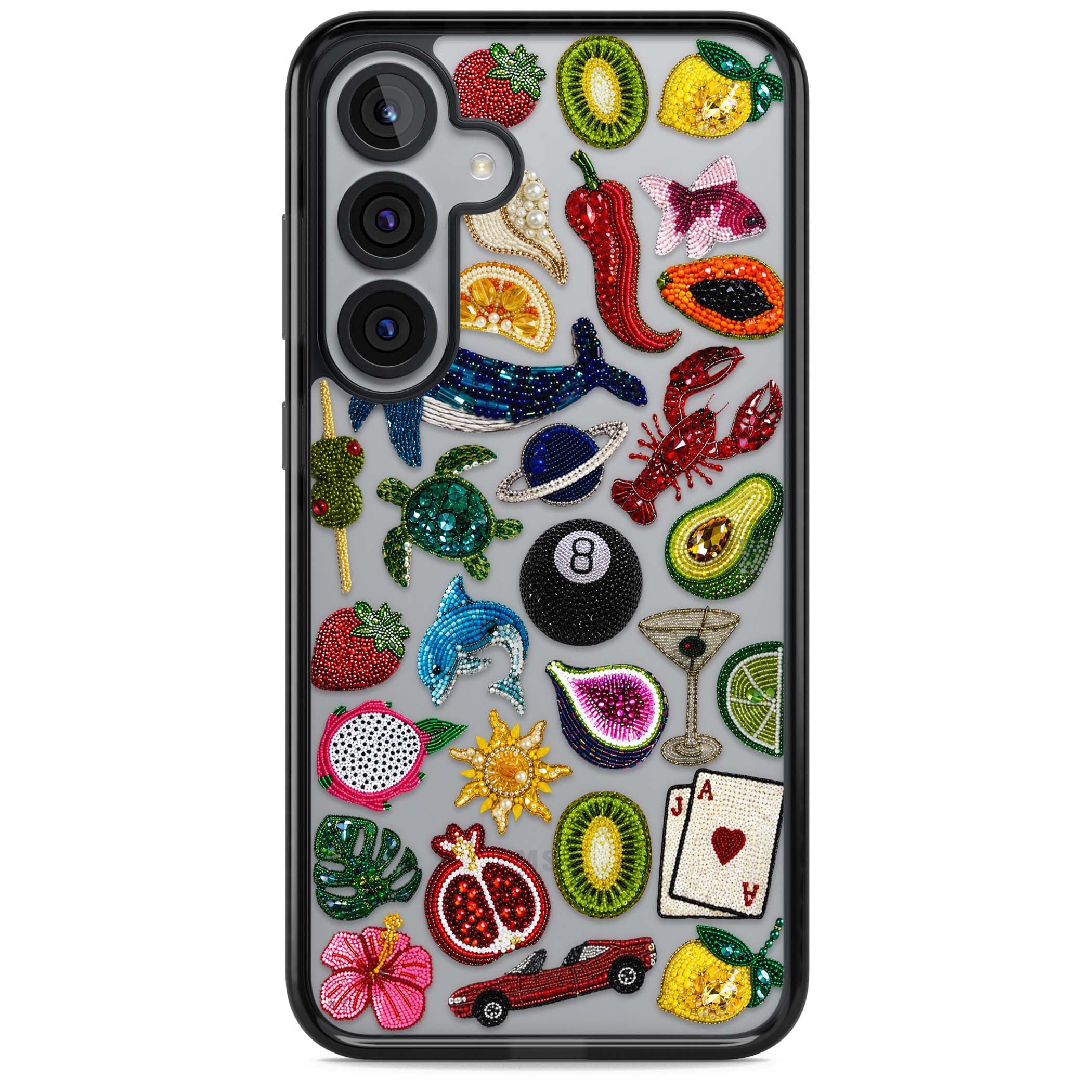 Beaded Mix cute iPhone case | Black Impact case for Samsung Galaxy S25, Samsung Galaxy S25 Plus