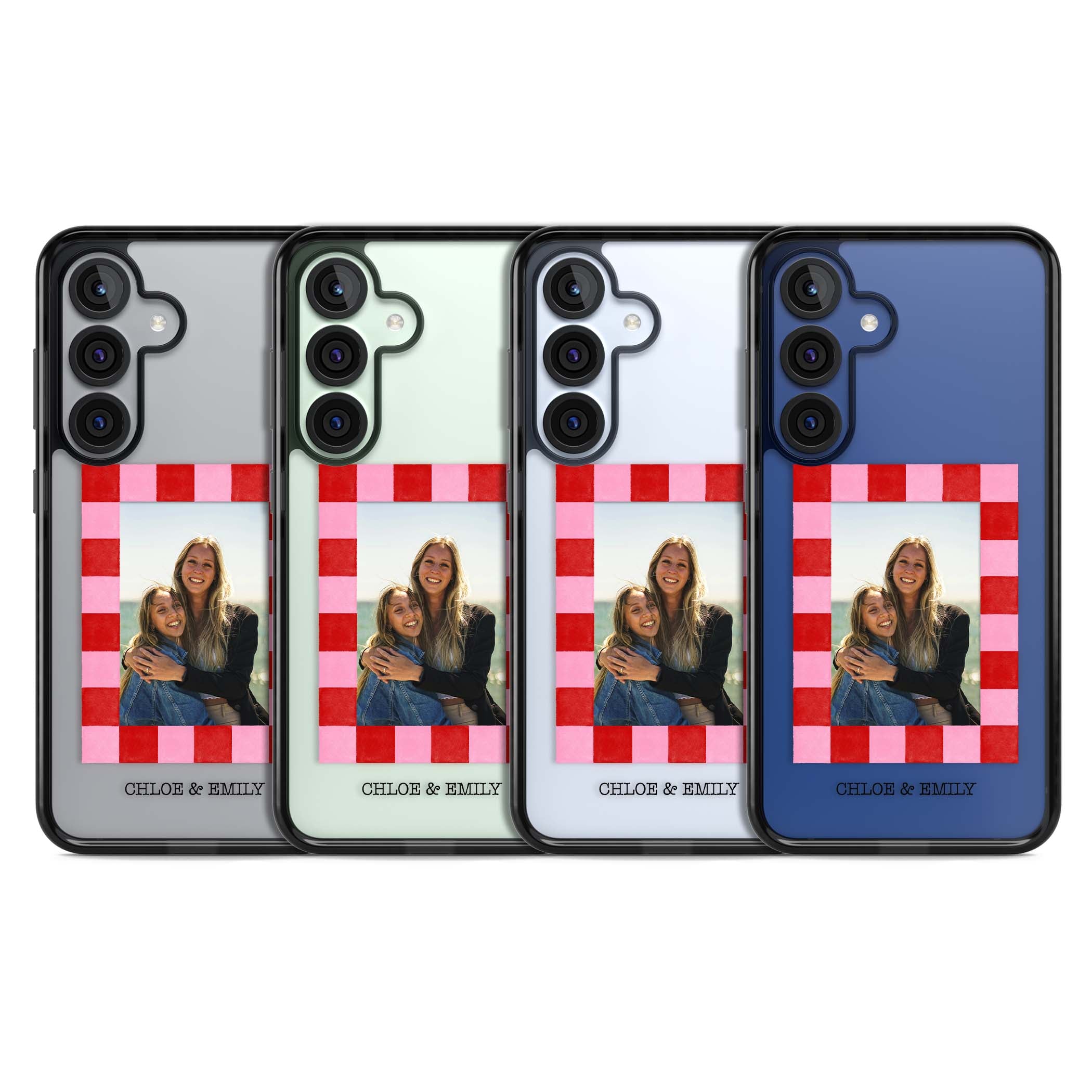 Bubblegum Check Photo for her iPhone case | Black Impact case for Samsung Galaxy S25, Samsung Galaxy S25 Plus