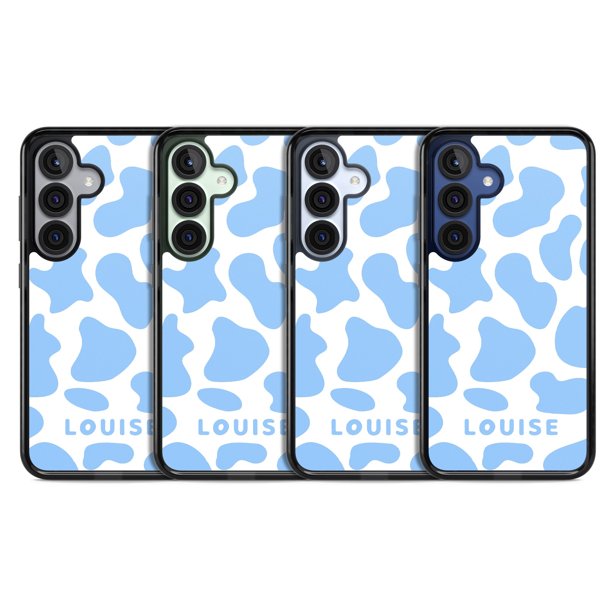 Personalised Blue And White Cow Print