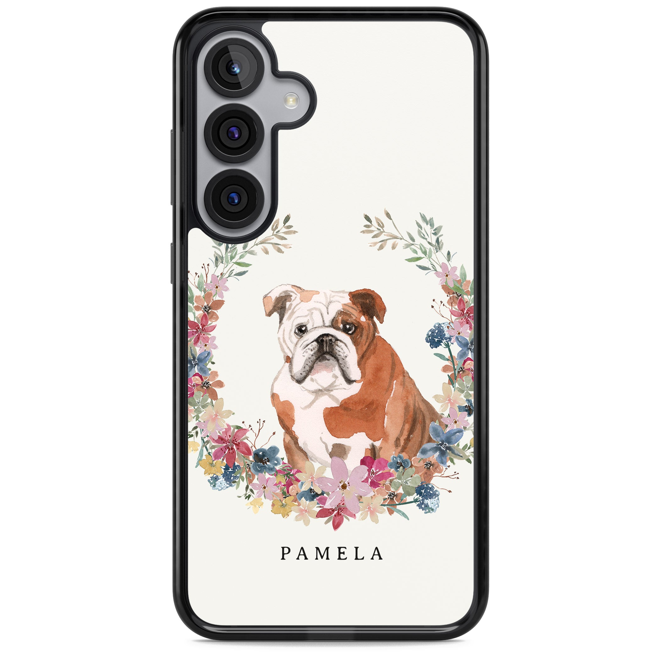 Personalised English Bulldog Floral Portrait