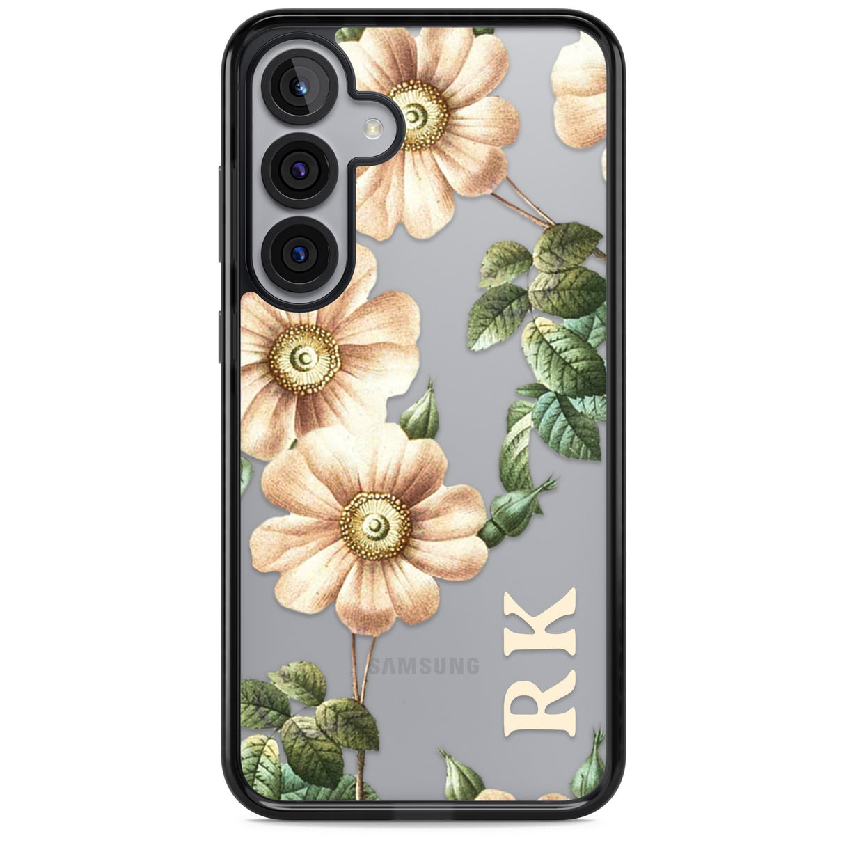 Personalised Clear Vintage Floral Cream Anemones