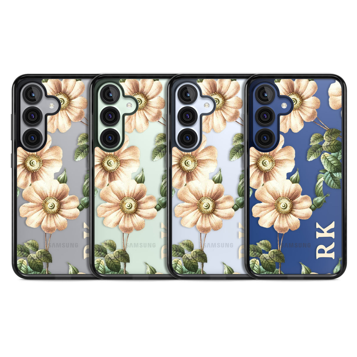 Personalised Clear Vintage Floral Cream Anemones