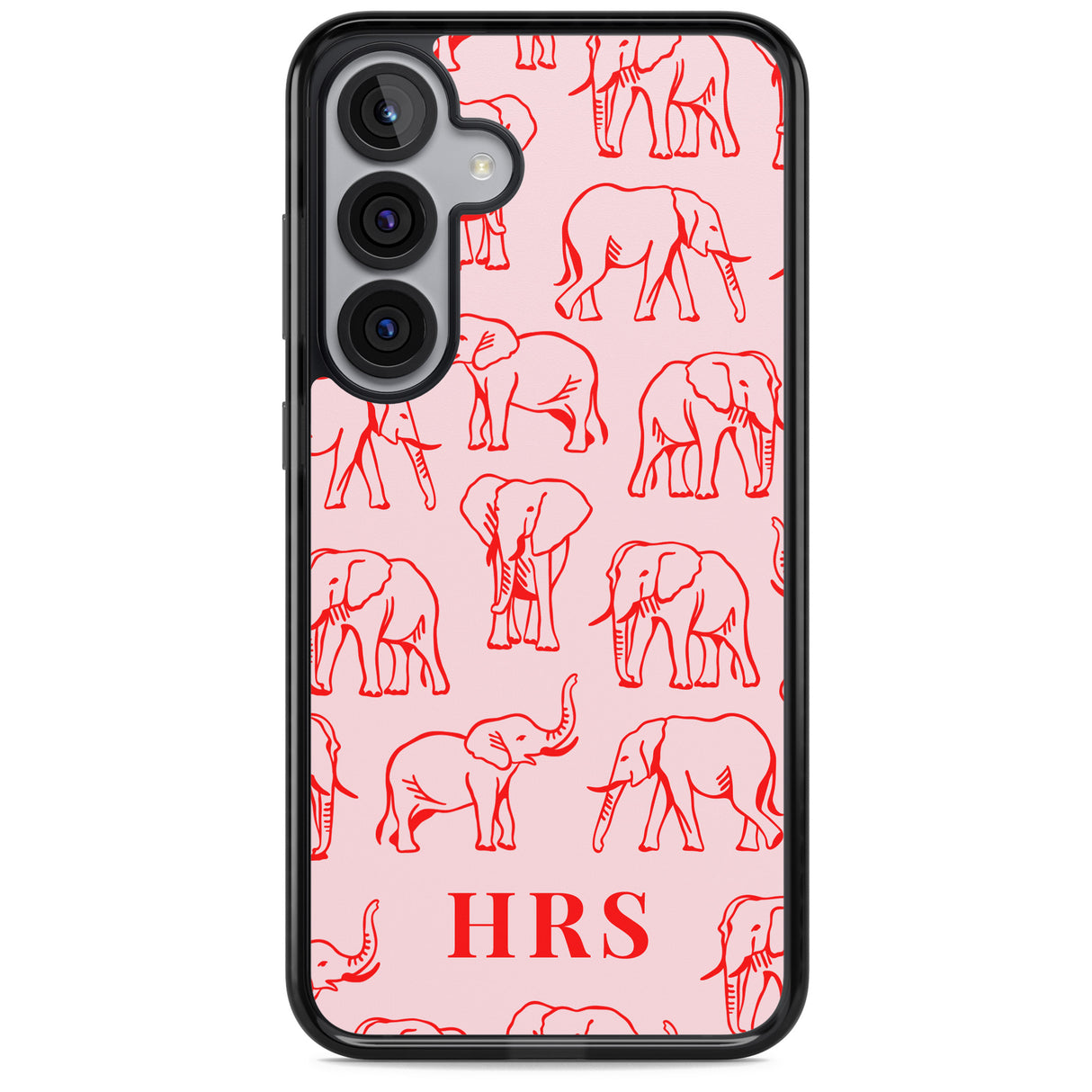 Personalised Red Elephant Outlines on Pink