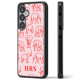 Personalised Red Elephant Outlines on Pink