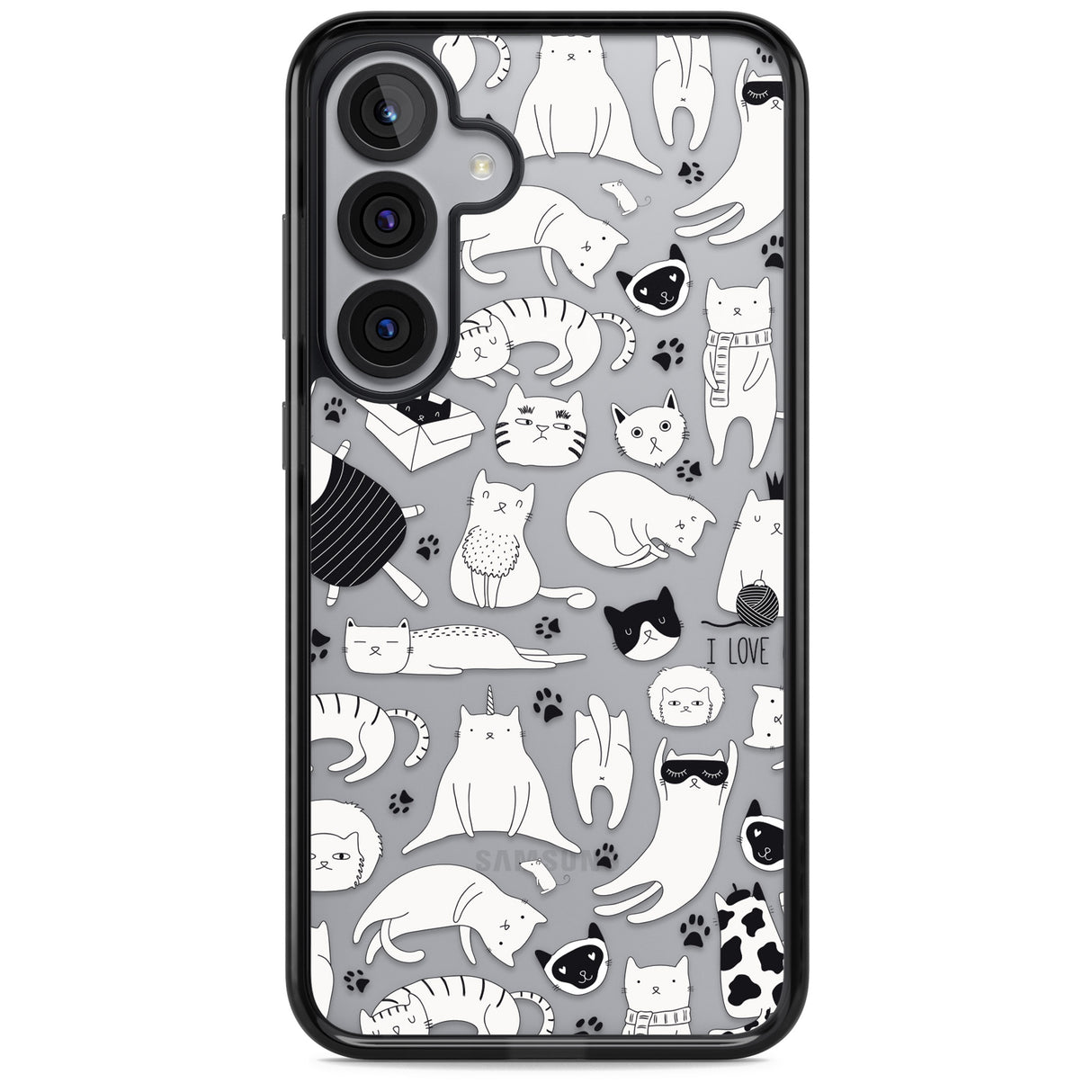 Cartoon Cat Collage - Black & White
