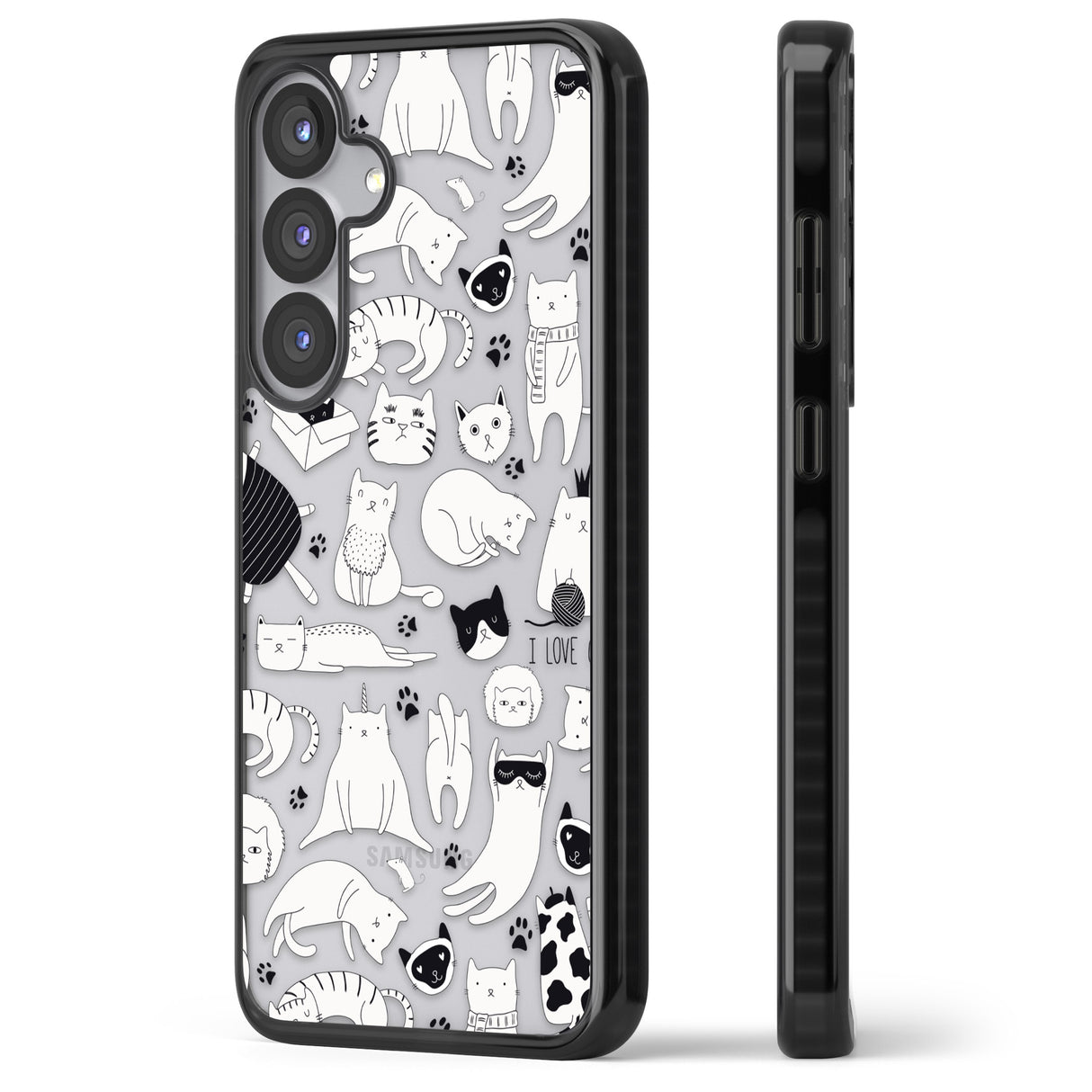 Cartoon Cat Collage - Black & White