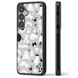 Cartoon Cat Collage - Black & White