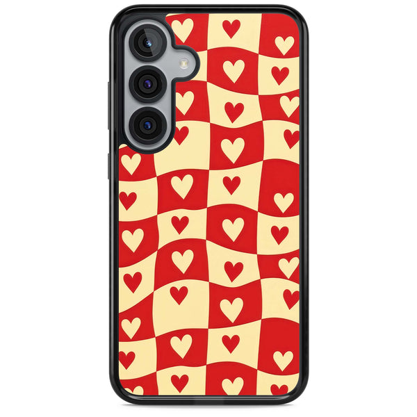 Red Wavy Checked & Hearts