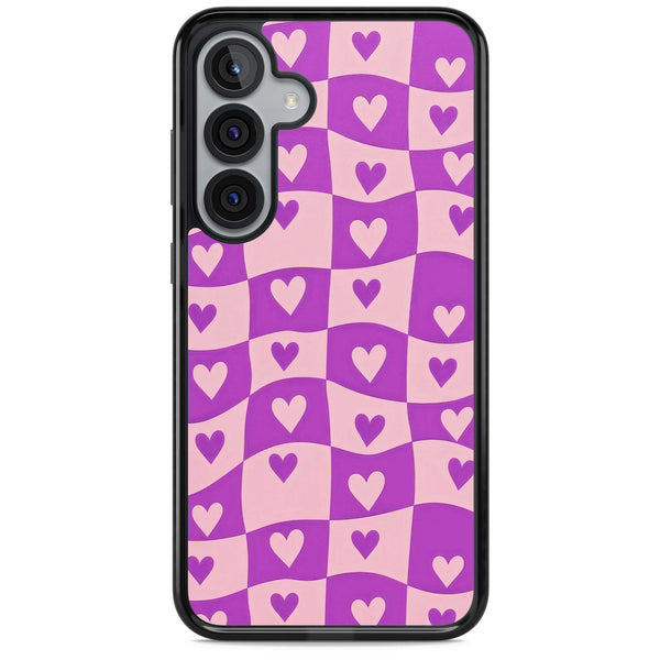 Purple Wavy Checked Hearts