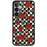 Checkered Pattern & Red Roses