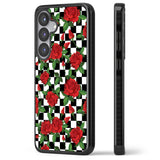 Checkered Pattern & Red Roses