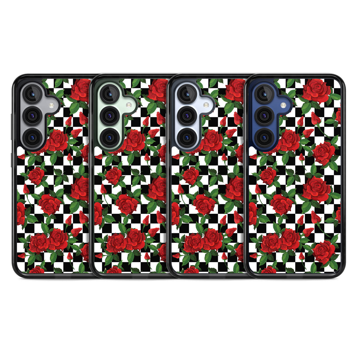 Checkered Pattern & Red Roses