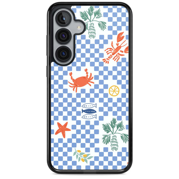 Blue Check Coastal Motifs