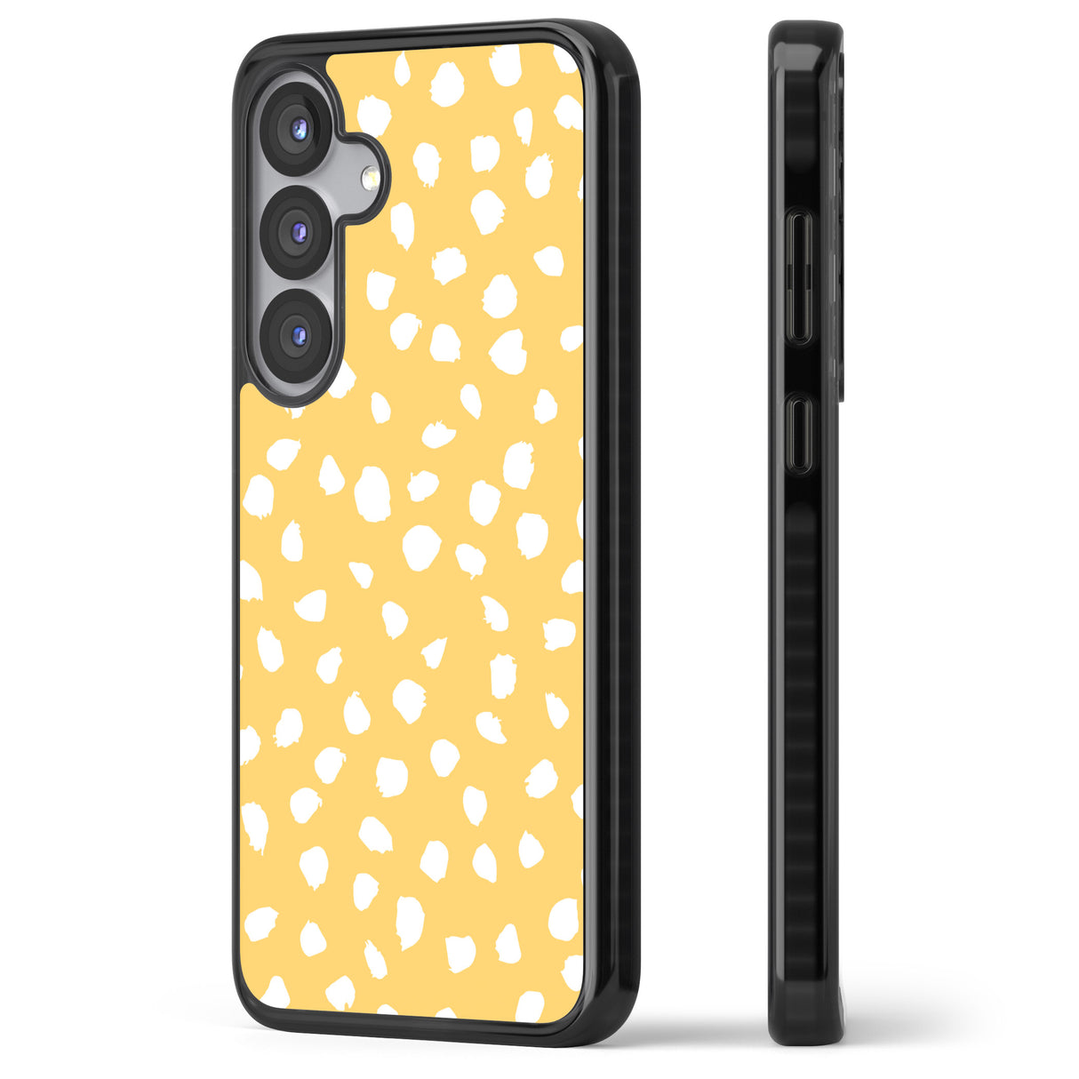 White on Yellow Dalmatian Polka Dot Spots