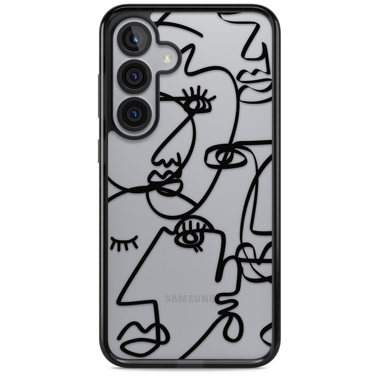 Abstract Continuous Line Faces Black on Clear