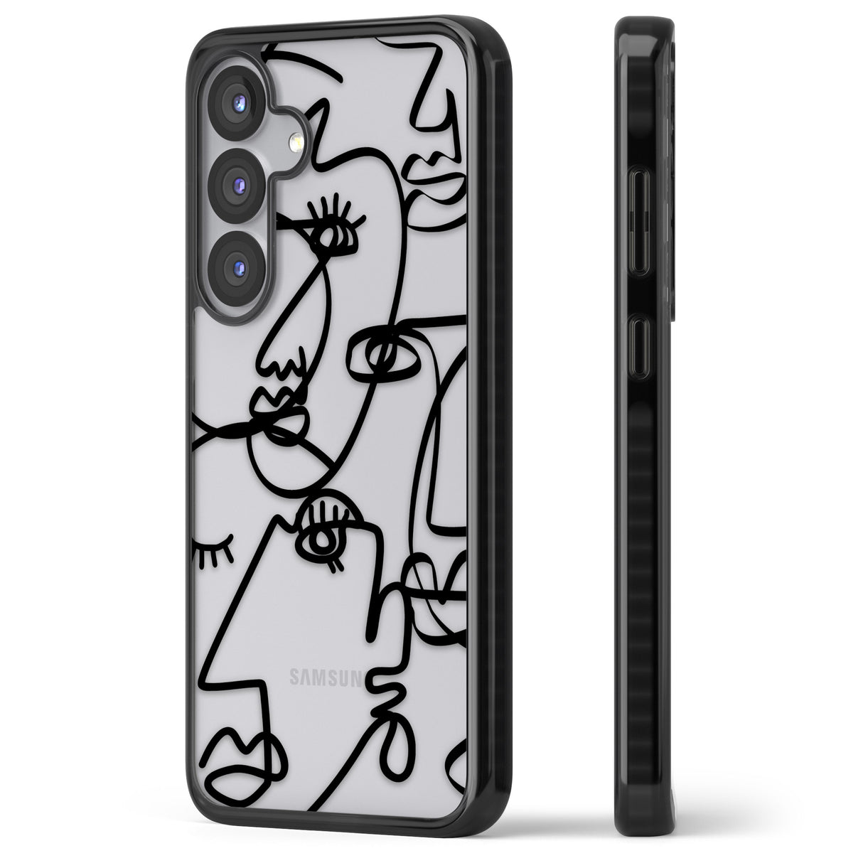 Abstract Continuous Line Faces Black on Clear