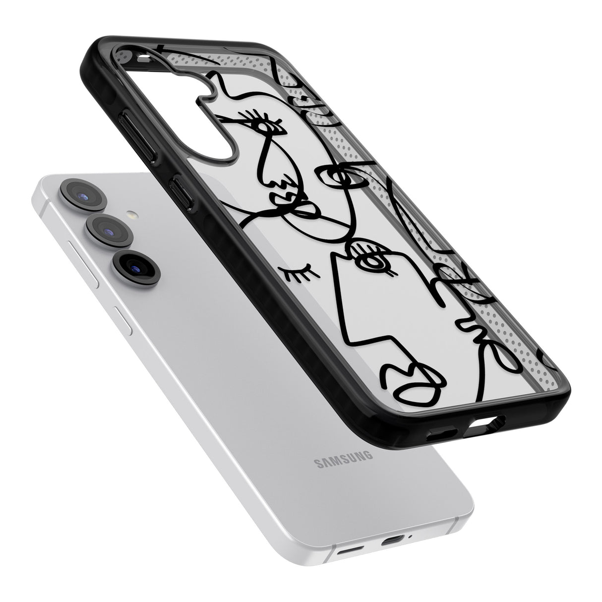 Abstract Continuous Line Faces Black on Clear