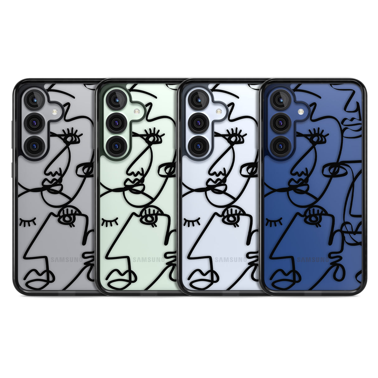 Abstract Continuous Line Faces Black on Clear