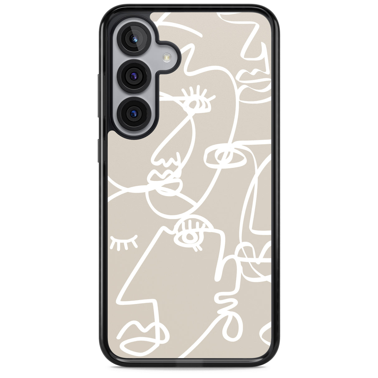 Abstract Continuous Line Faces White on Beige