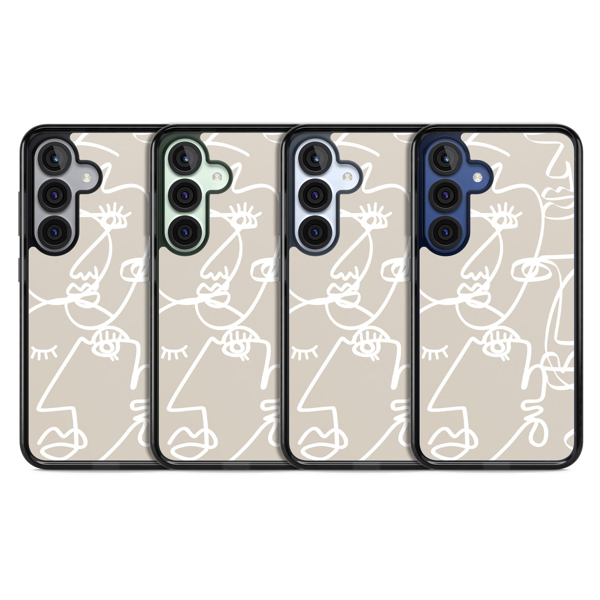 Abstract Continuous Line Faces White on Beige