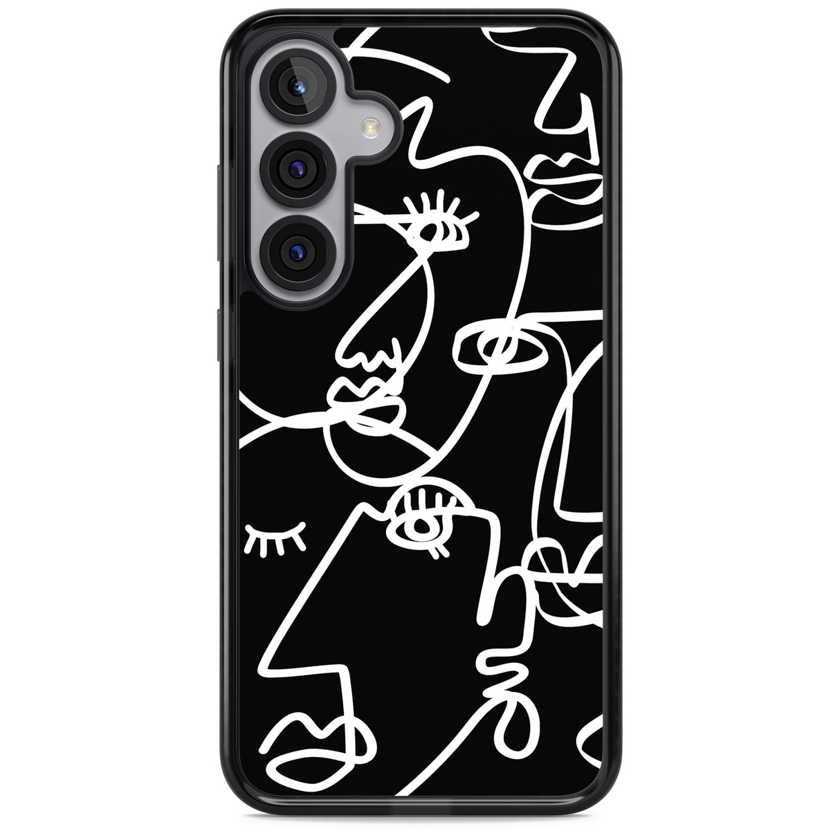 Abstract Continuous Line Faces White on Black