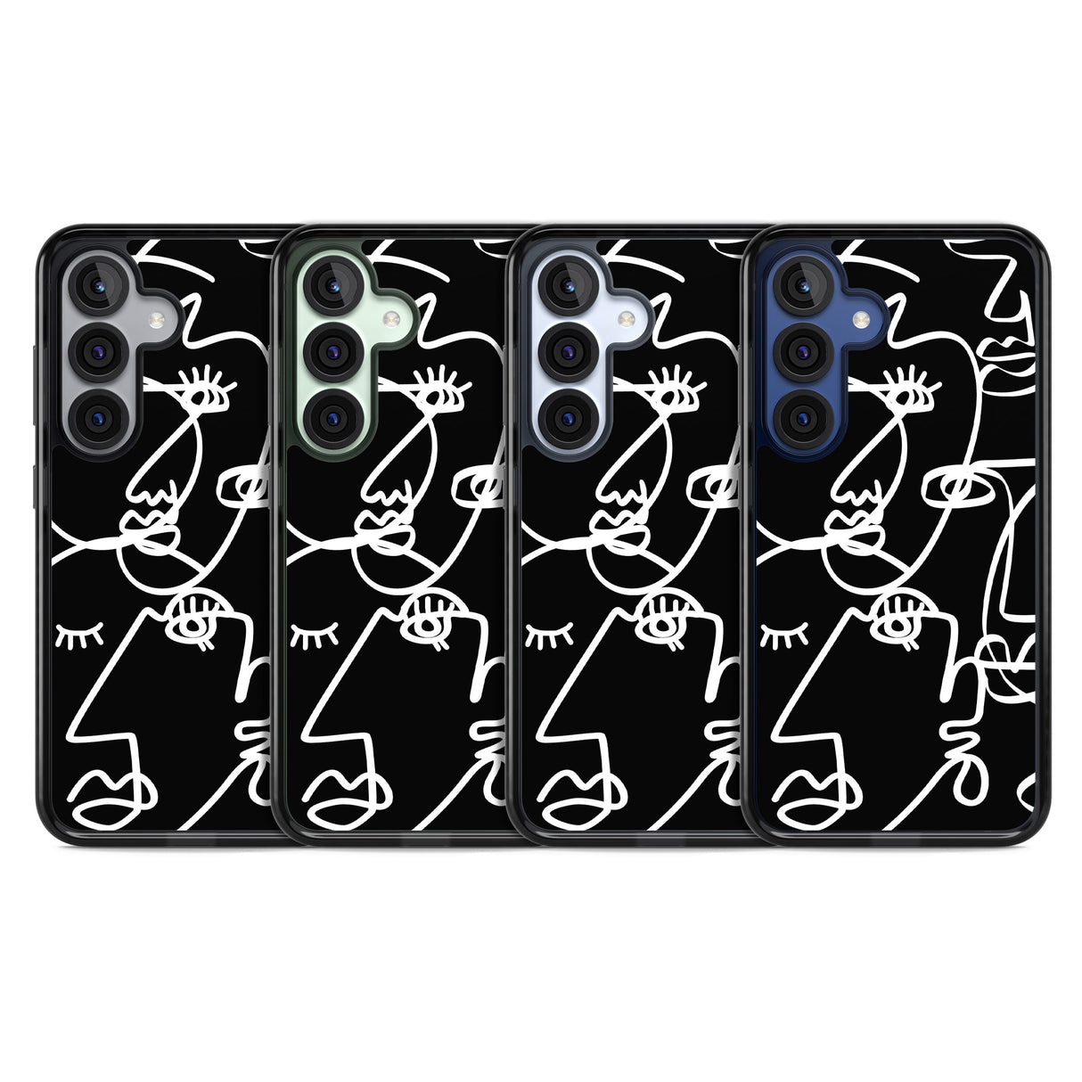 Abstract Continuous Line Faces White on Black